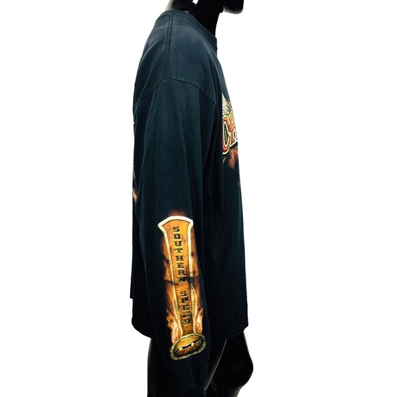 Charlotte Speedway Motor Racing Moto Biker Flames Cross Southern Speed LS Shirt - Picture 7 of 9